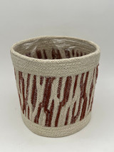 Ivory And Red Braided Jute Potcover L 39910