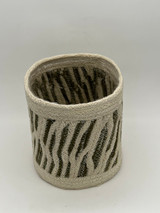 Ivory And Green Braided Jute Potcover SM 39917