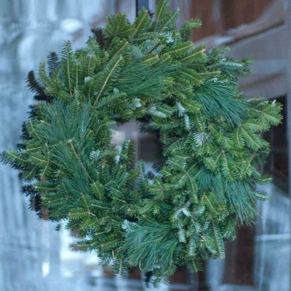 Christmas Wreath - 30 in Mixed Greenery, Plain 32601