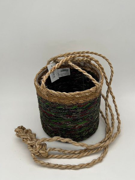 Reclaimed Garment Plus Seagrass Hanging Potcover L 39924