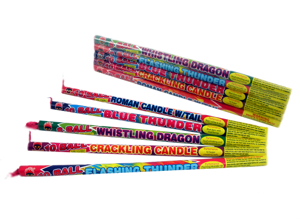 5 PACK ASSORTED EFFECT ROMAN CANDLE