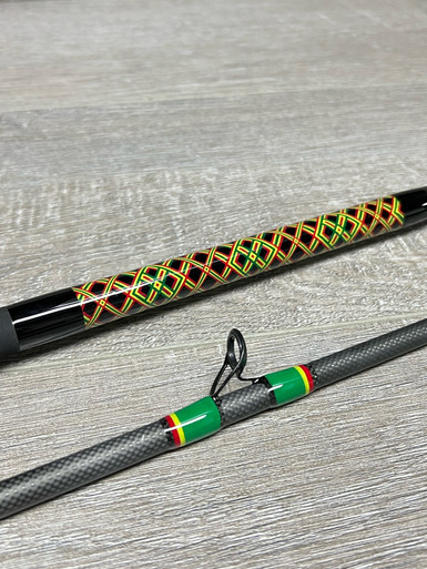 fish hog custom rods 7'10" Whip [Hi-Vis White Rod + Neon Orange]  Hogs Back 50lb mono line rating Rasta Custom Trolling Rods Meat