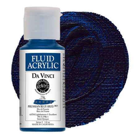 Da Vinci Prussian Blue Hue Artist Fluid Acrylic Paint 1oz