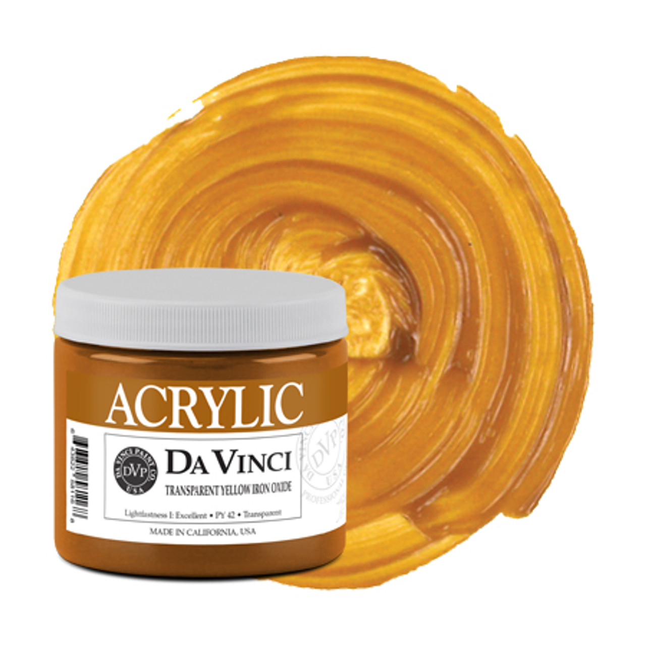 Da Vinci Transparent Yellow Iron Oxide Artist Acrylic Paint – 16oz