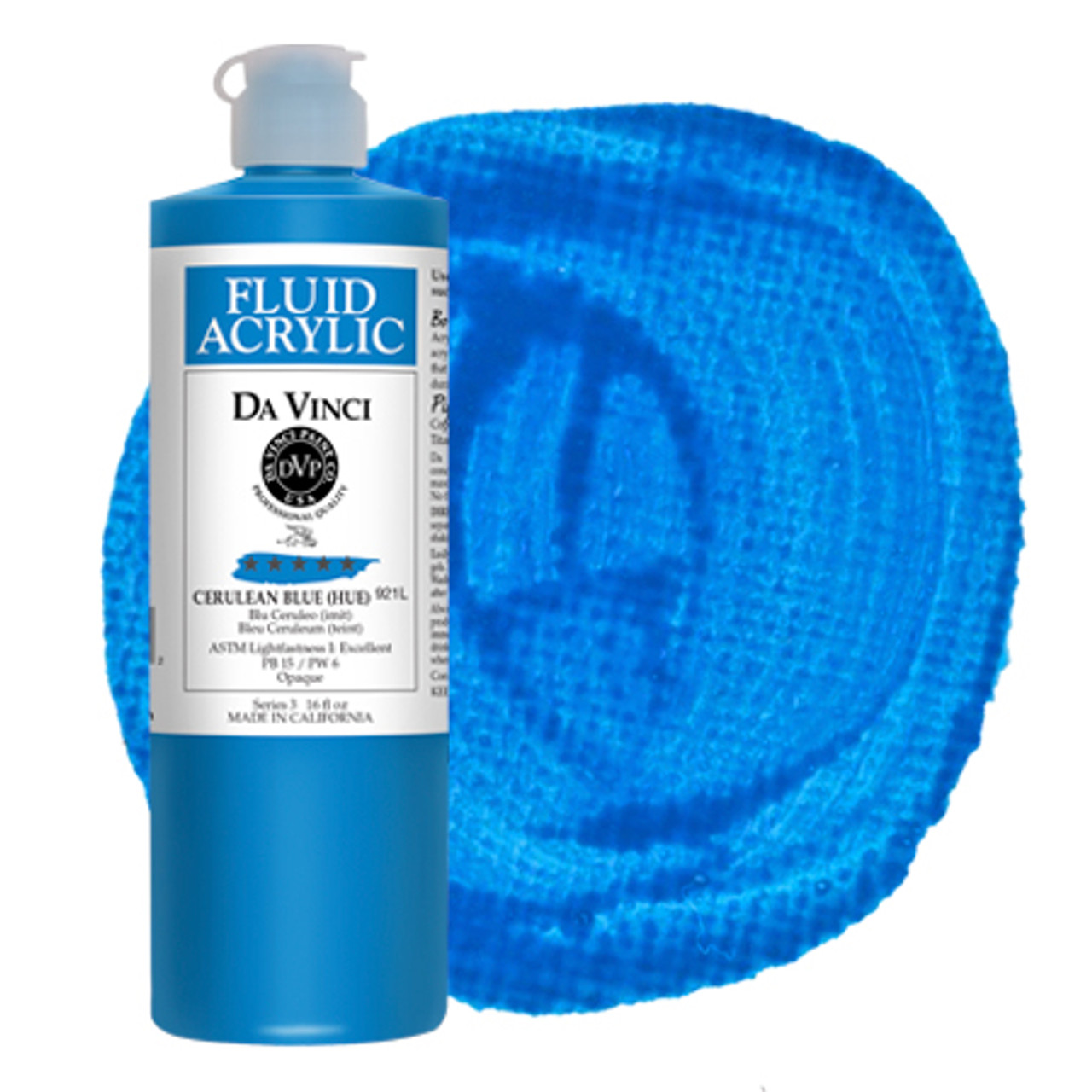Da Vinci Cerulean Blue Hue Artist Fluid Acrylic Paint – 16oz