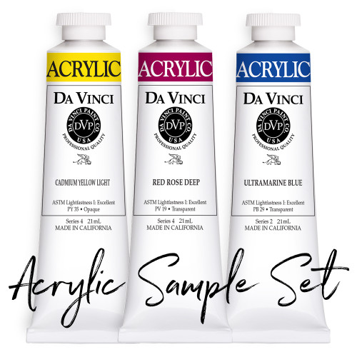 Da Vinci Artist Paints Acrylic Sample Set contains three 21mL tubes.