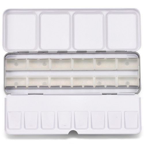 Da Vinci Paints large heavy-duty watercolor tin with 12 empty, full pans.
