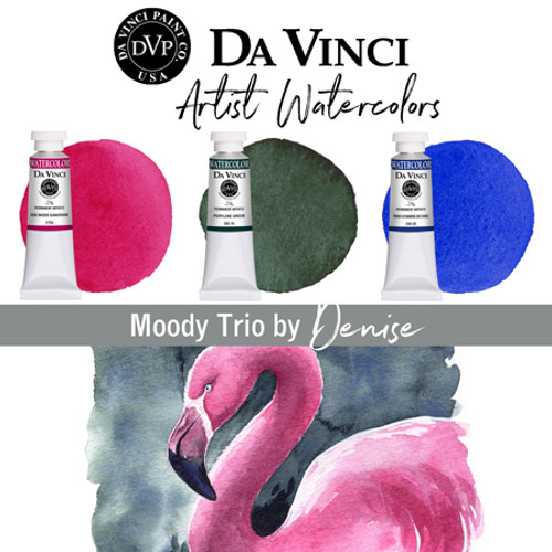 Denise's Da Vinci Moody Trio watercolor paint set contains three 8mL tubes.