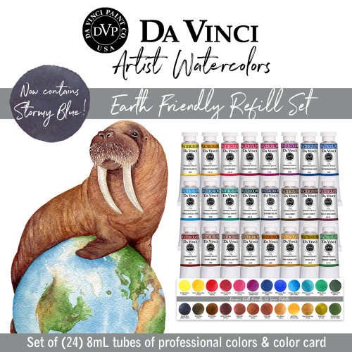 Artist Denise Soden's Earth Friendly Da Vinci Watercolor Refill Set of 24 professional colors.
