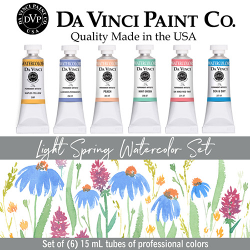 Da Vinci Light Spring Palette watercolor paint set contains six colors in 15mL tubes.