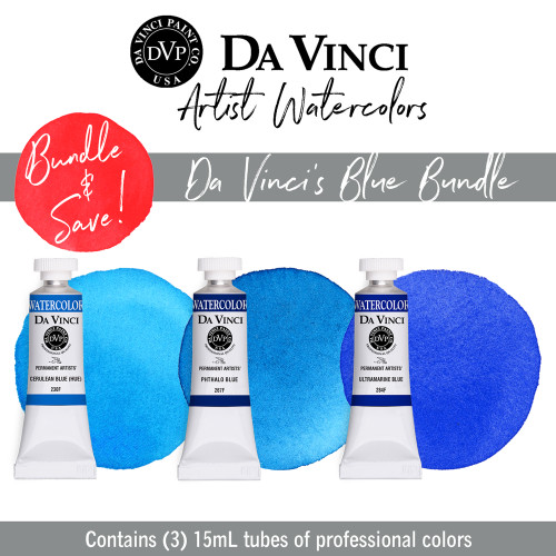 Da Vinci Artist Paints Blue Watercolor Bundle - 3 (15mL) tubes