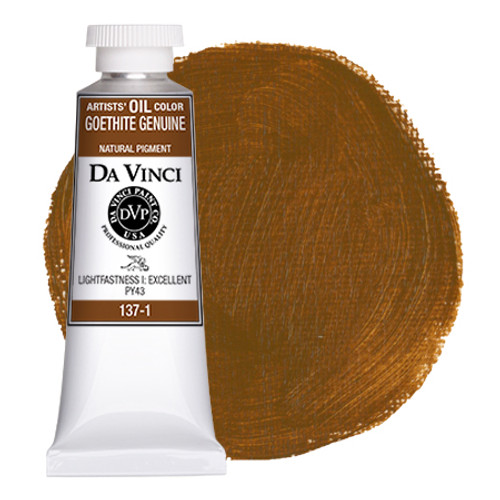 Da Vinci Goethite Genuine oil paint (PY43) 37ml tube with color swatch.