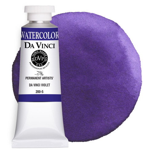 Da Vinci Violet watercolor paint (PV23) 37ml tube with color swatch.