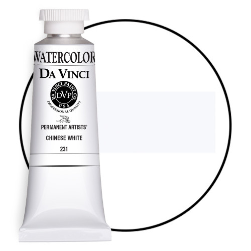 Da Vinci Chinese White watercolor paint (PW4/PW6) 37ml tube with color swatch.