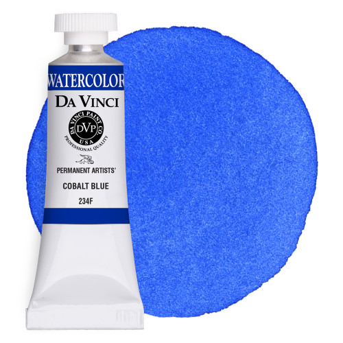 Da Vinci Cobalt Blue watercolor paint (PB28) 15ml tube with color swatch.