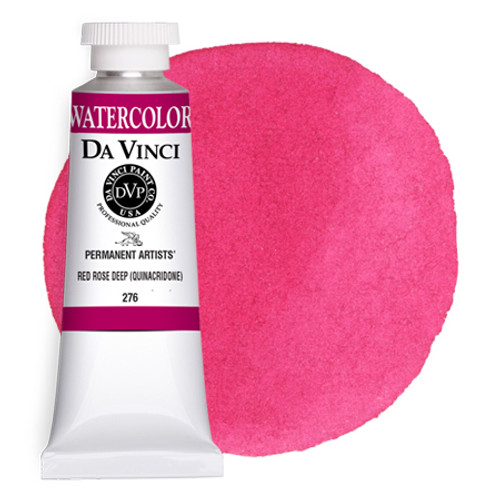 Da Vinci Red Rose Deep watercolor paint (PV19) 37ml tube with color swatch.