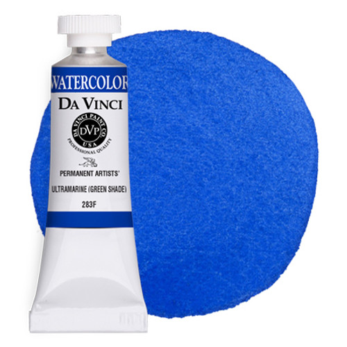 Da Vinci Ultramarine Blue (Green Shade) watercolor paint (PB29) 15ml tube with color swatch.