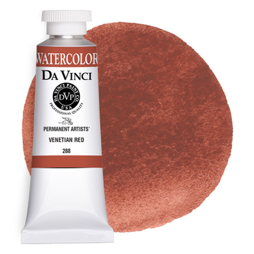 Da Vinci Venetian Red watercolor paint (PR101) 37ml tube with color swatch.