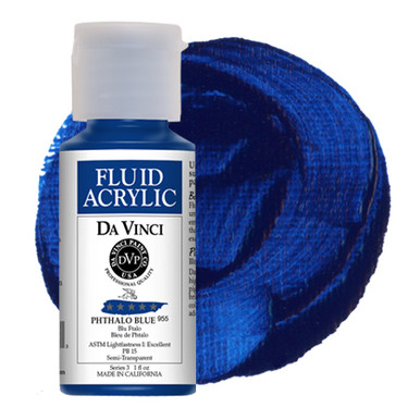 Da Vinci Phthalo Blue Artist Fluid Acrylic Paint – 1oz