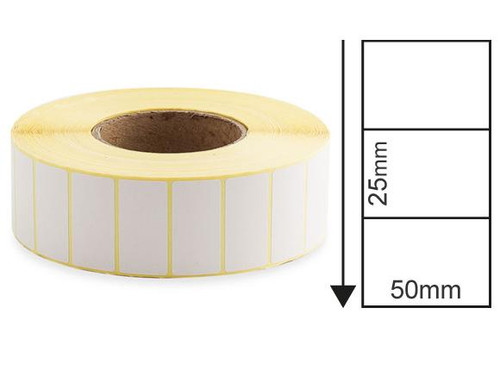50mm x 25mm - White Direct Thermal Labels, Permanent Adhesive, 25mm Core, (2000/roll)