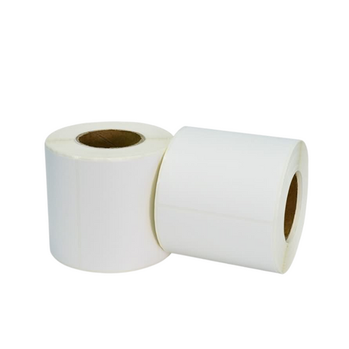 63mm x 23mm - White Thermal Transfer Perforated Labels, Permanent Adhesive, 76mm core, (4000/roll)