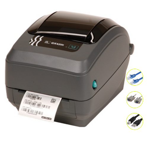 ZEBRA GX420T 4IN DESKTOP THERMAL TRANSFER PRINTER 203DPI USB SERIAL ETHERNET AUTO CUTTER - LINER AND TAG