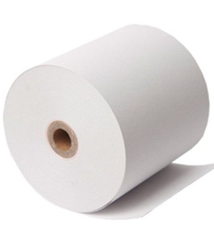 Single 80x80 thermal paper roll for receipt printers, white with cardboard core