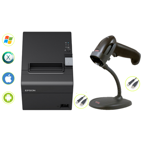 Epson TM-T82III Thermal Receipt Printer Serial/USB and Honeywell Voyager 1250g Laser Barcode Scanner