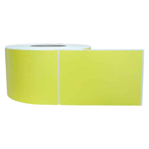 102mm x 48mm - Yellow Direct Thermal Labels, Permanent Adhesive, 25mm core, (1000/roll)