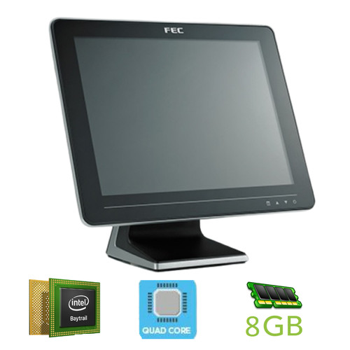 FEC AerPPC J1900 15-inch bezel-less black panel PC with Intel Bay Trail quad-core and 8GB RAM icons