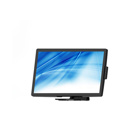 Element M22-FHD 21.5-inch full HD touch monitor on stand with blue display screen