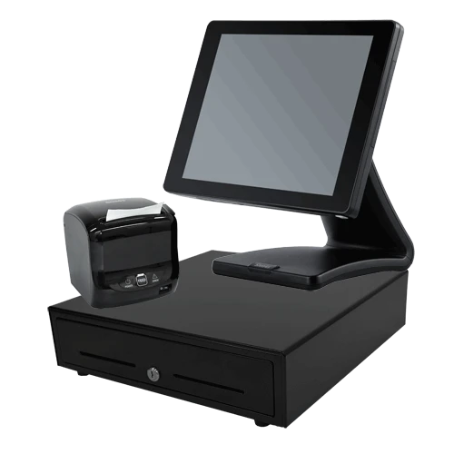 SAM4S TITAN S360B POS bundle with 15-inch touch system, thermal receipt printer and black cash drawer