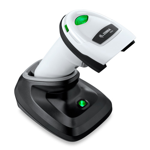 Zebra DS2278 White Standard Range 1D/2D Cordless Handheld Barcode Scanner Kit - Scanner, Shielded USB Cable & Cradle Included