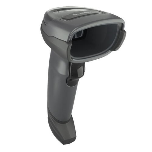 Zebra DS4608 2D-HD black corded handheld barcode scanner angled front view