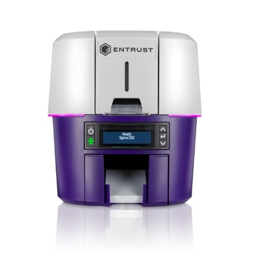Entrust Sigma DS2 secure ID card printer, front view with status display and card slot