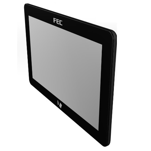 FEC CDU 8-inch black LCD touchscreen monitor with HDMI for AerLite POS, angled front view