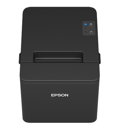 EPSON TM-T82IV black thermal receipt printer front top view with control buttons