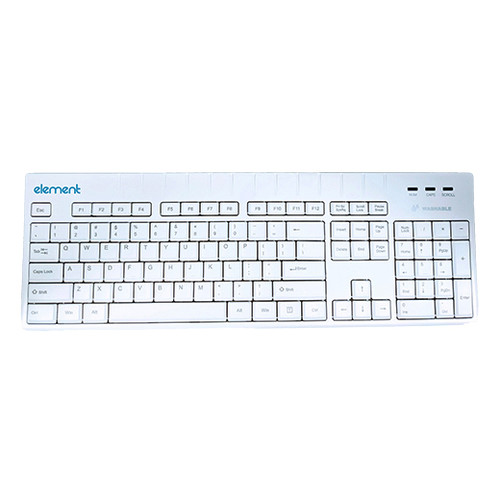 Element ECT104-BL white 104-key medical grade washable USB keyboard with numeric keypad, top view