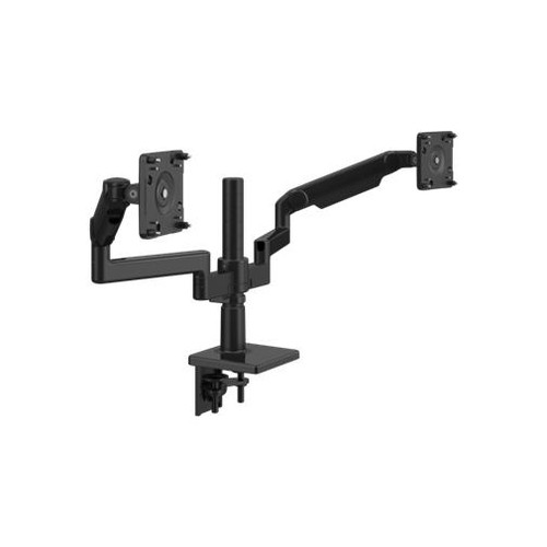 Humanscale M/Flex dual M2.1 black clamp-on monitor arm with 12-inch post and two VESA mounts