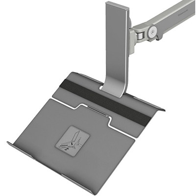 Humanscale silver laptop holder with strap for M2.1, M8.1 and M10 monitor arms