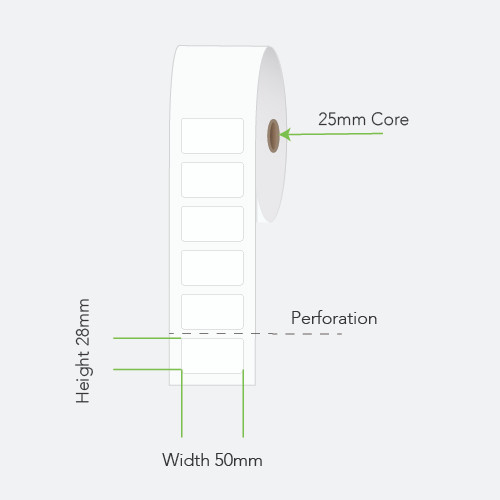50mmX28mm-25mm Core 2000 LPR Perm Perf TC - Direct Thermal