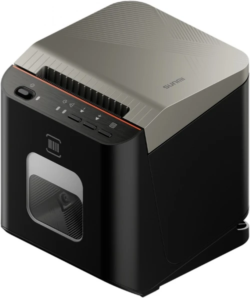 Sunmi NT320 80mm thermal receipt and label printer with integrated barcode scanner window on the front panel