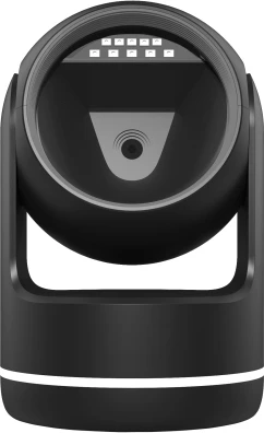 Nexa BL-8080 black desktop 2D barcode scanner on its presentation stand