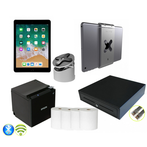 APPLE IPAD 9.7 INCH POS BUNDLE - BLUETOOTH PRINTING WITH CHARGING FEATURE. This Bundle includes a APPLE IPAD WIFI 32GB SPACE GREY, STUDIO PROPER STAND POS PIVOT WALL/DESK, EPSON TM-M30 BLUETOOTH PSU W/USB CHARGING BLK, VPOS CASH DRAWER EC410 5 NOTE/8 COIN 24V BLK, And ECO PAPER THERMAL 80X80 4 ROLLS/BOX APPLE IPAD 9.7 INCH POS BUNDLE - BLUETOOTH PRINTING WITH CHARGING FEATURE. This Bundle includes a APPLE IPAD WIFI 32GB SPACE GREY, STUDIO PROPER STAND POS PIVOT WALL/DESK, EPSON TM-M30 BLUETOOTH PSU W/USB CHARGING BLK, VPOS CASH DRAWER EC410 5 NOTE/8 COIN 24V BLK, And ECO PAPER THERMAL 80X80 4 ROLLS/BOX