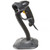 Zebra LI2208 black 1D barcode scanner on flexible gooseneck USB stand