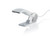 White MPOP handheld 1D barcode scanner with USB cable resting in matching desktop stand