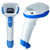 Element P100-AM white and blue anti-microbial 2D hand-held barcode scanner, front and back views