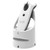 SocketScan S720 white Bluetooth 2D barcode and QR code scanner in matching white charging dock