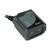 Cino FM-480 fixed mount linear barcode scanner, angled view showing the front scan window, the status indicator panel and the cable leaving the rear of the housing