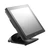 Posiflex XT-3817 G2 17 inch bezel free PCAP touch POS terminal in black on its tilting base, shown from the front at an angle with the side control buttons visible